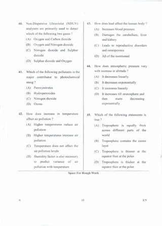PGCET Environmental 2018 question paper