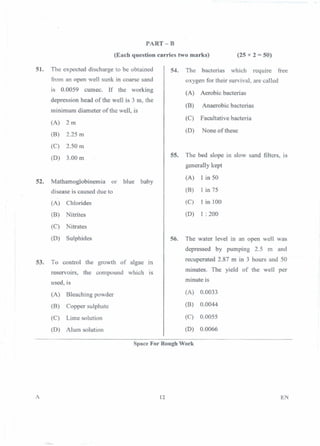 PGCET Environmental 2018 question paper