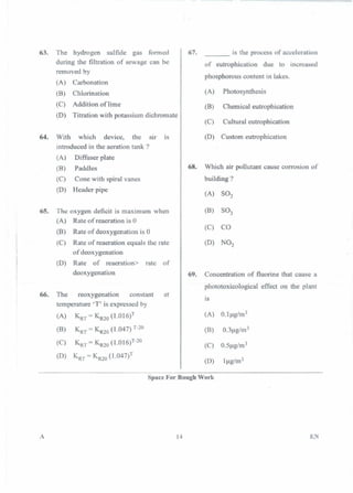 PGCET Environmental 2018 question paper