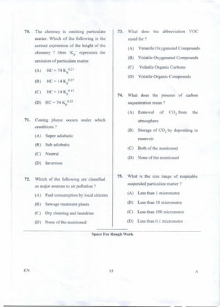 PGCET Environmental 2018 question paper