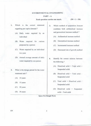 PGCET Environmental 2018 question paper