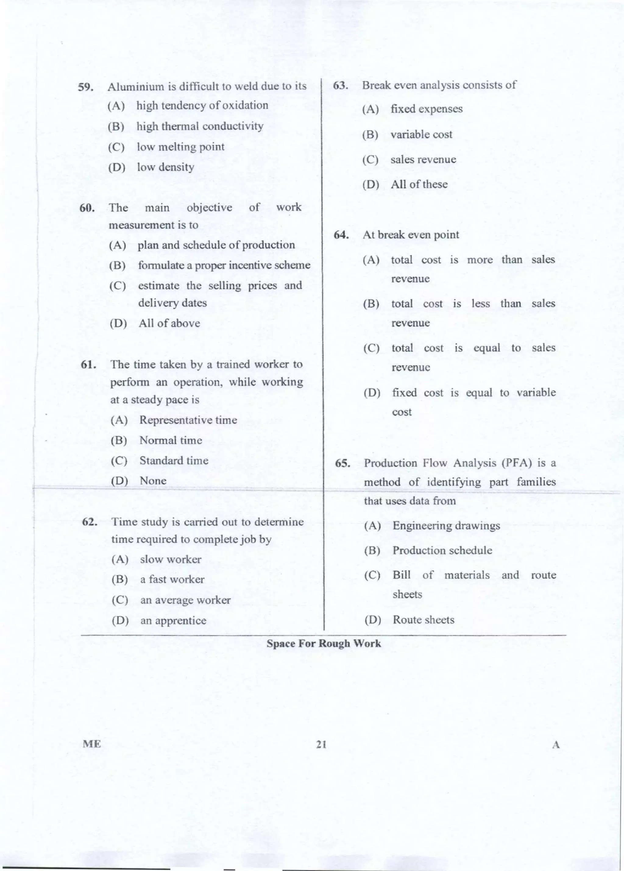 PGCET Mechanical 2018 question paper