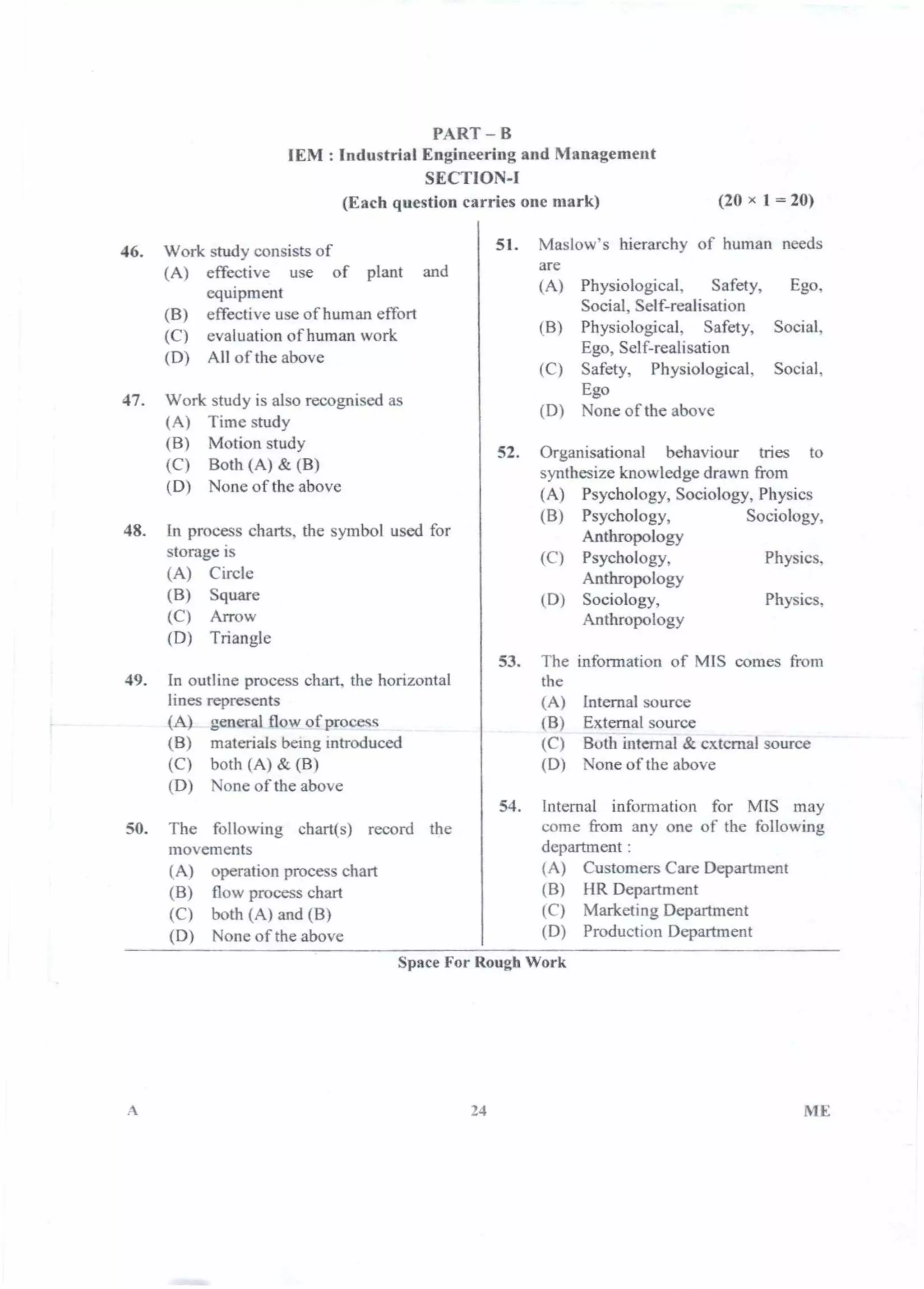 PGCET Mechanical 2018 question paper
