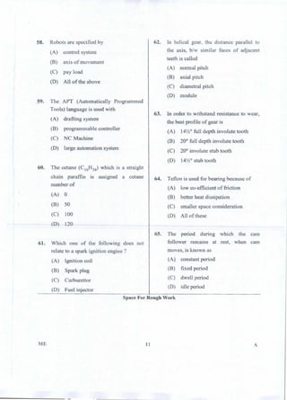 PGCET Mechanical 2018 question paper