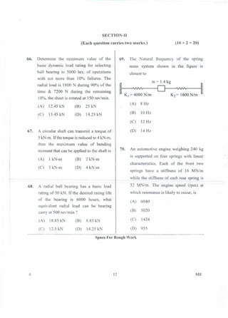 PGCET Mechanical 2018 question paper