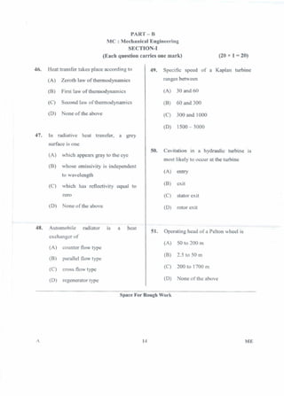 PGCET Mechanical 2018 question paper