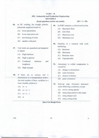 PGCET Mechanical 2018 question paper