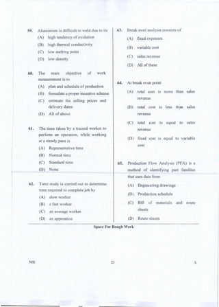 PGCET Mechanical 2018 question paper
