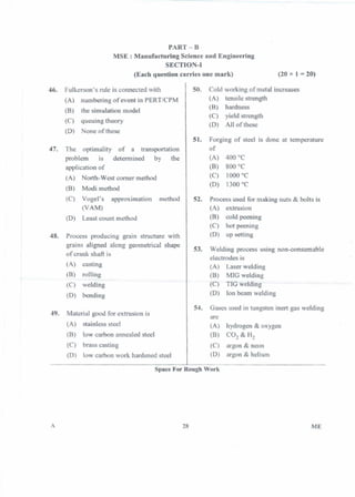 PGCET Mechanical 2018 question paper