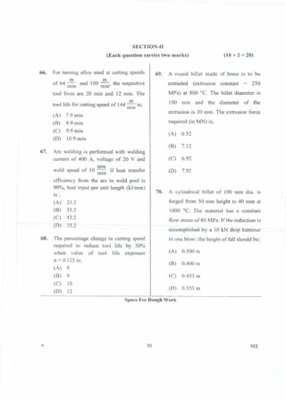 PGCET Mechanical 2018 question paper
