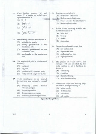 PGCET Mechanical 2018 question paper