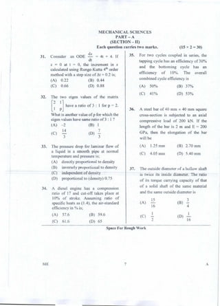 PGCET Mechanical 2018 question paper