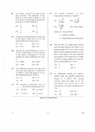 PGCET Mechanical 2018 question paper