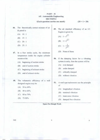 PGCET Mechanical 2018 question paper