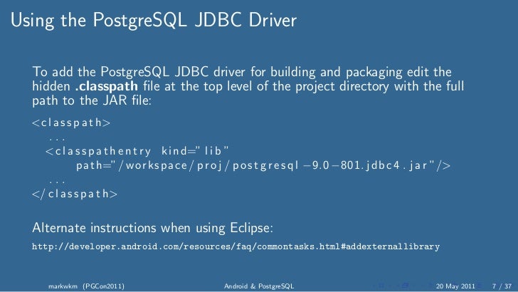 PostgreSQL Documentation Initializing the Driver