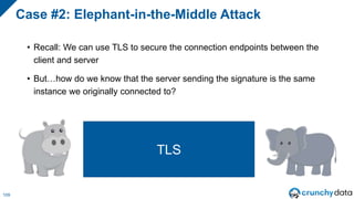 Case #2: Elephant-in-the-Middle Attack
111
TLS
OK, here's a bunch of stuff that
looks normal because your
connection is al...