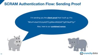 SCRAM Authentication Flow: Server Verification
95
Okay, I can compute the client signature
because I know the stored key a...