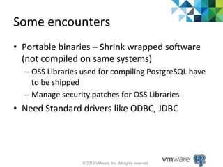 Some	
  encounters	
  
•  Portable	
  binaries	
  –	
  Shrink	
  wrapped	
  sokware	
  
(not	
  compiled	
  on	
  same	
  ...