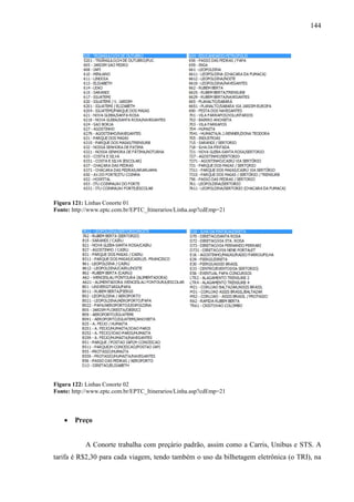 144
Figura 121: Linhas Conorte 01
Fonte: http://www.eptc.com.br/EPTC_Itinerarios/Linha.asp?cdEmp=21
Figura 122: Linhas Conorte 02
Fonte: http://www.eptc.com.br/EPTC_Itinerarios/Linha.asp?cdEmp=21
• Preço
A Conorte trabalha com preçário padrão, assim como a Carris, Unibus e STS. A
tarifa é R$2,30 para cada viagem, tendo também o uso da bilhetagem eletrônica (o TRI), na
 