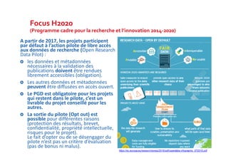 Focus H2020
(Programme cadre pour la recherche et l’innovation 2014‐2020)
A partir de 2017, les projets participent 
par d...