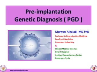 Marwan	Alhalabi		MD	PhD
Professor	in	Reproductive	Medicine
Faculty	of	Medicine	
Damascus	University
&
Clinical	Medical	Director	
Orient	Hospital	
Assisted	Reproduction	Center	
Damascus,	Syria.
 