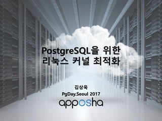 PostgreSQL을 위한
리눅스 커널 최적화
김상욱
PgDay.Seoul 2017
 