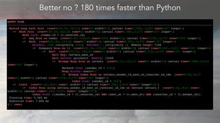 Better no ? 180 times faster than Python
QUERY PLAN
----------------------------------------------------------------------...