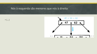 Nós à esquerda são menores que nós à direita
▪ (...)
 