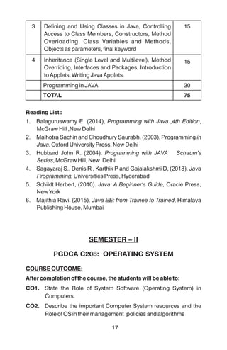 PGDCA - Syllabus PGDCA syllabus includes first sem and second sem