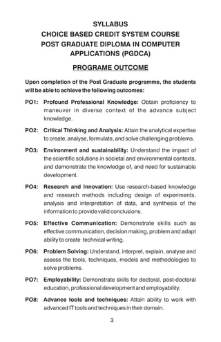 PGDCA - Syllabus PGDCA syllabus includes first sem and second sem