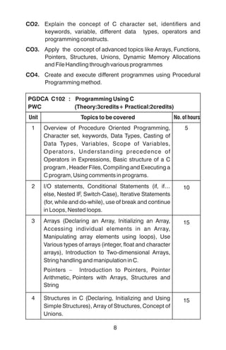 PGDCA - Syllabus PGDCA syllabus includes first sem and second sem