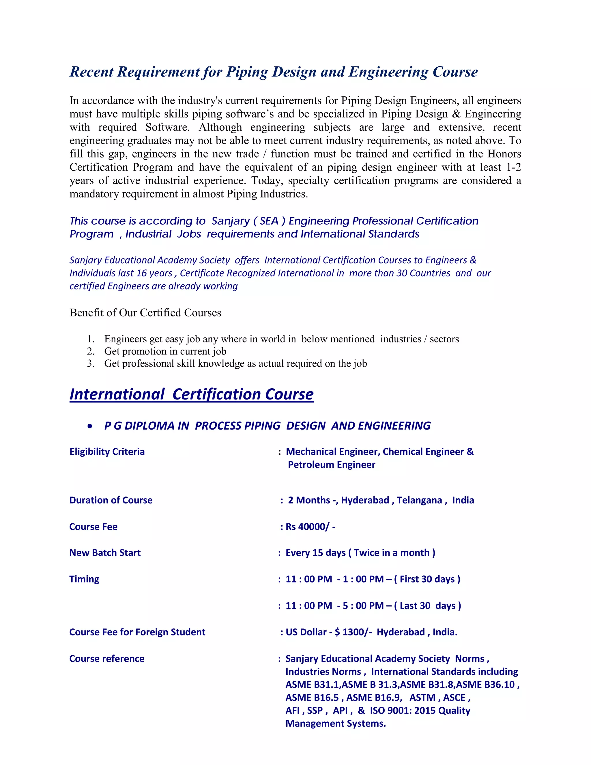 Piping Design Course in India­ | PDF