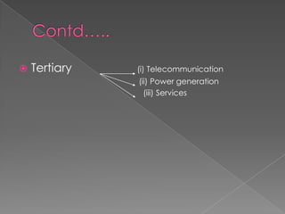    Tertiary   (i) Telecommunication
               (ii) Power generation
                 (iii) Services
 