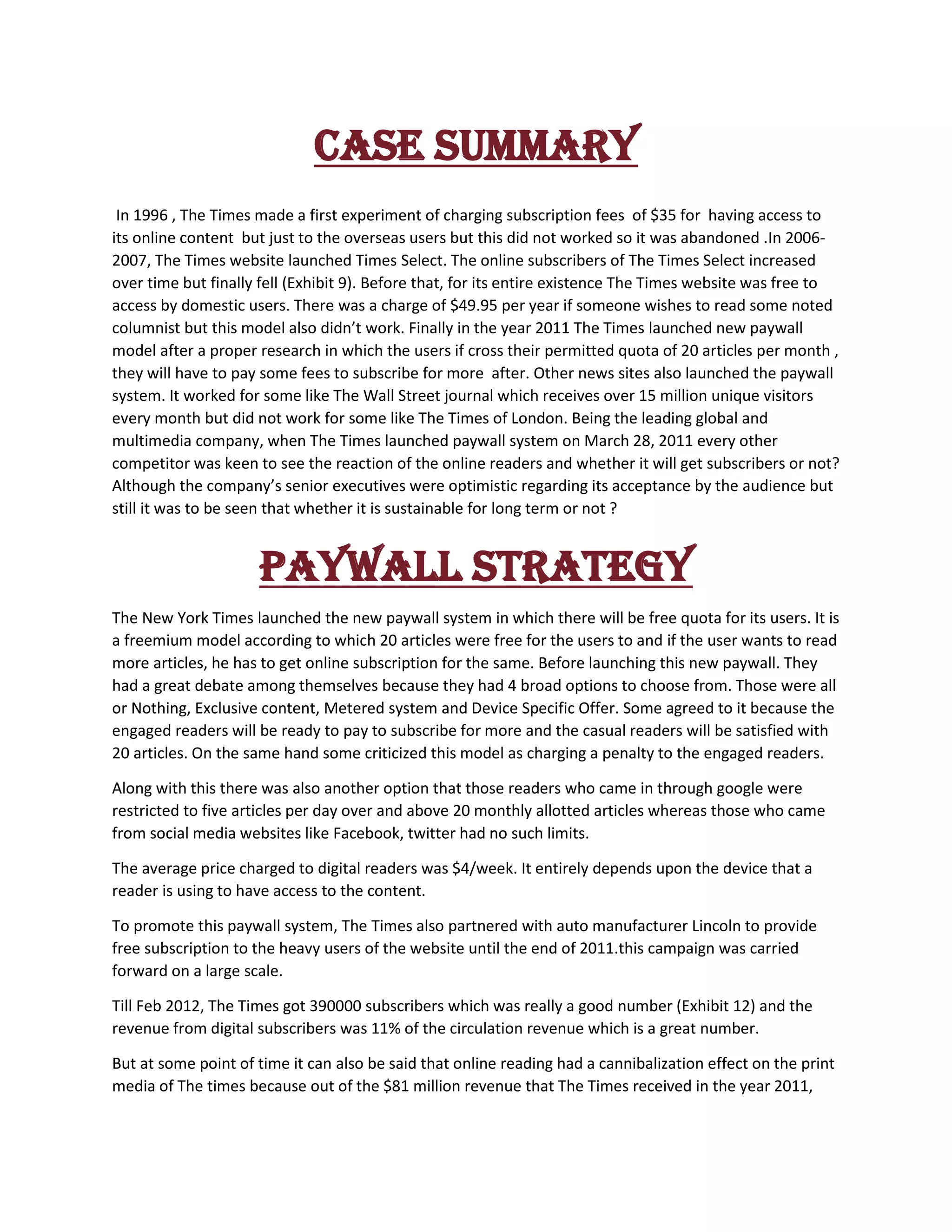 New York times Paywall case study PDF