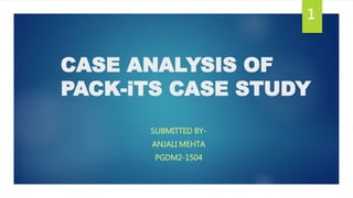 CASE ANALYSIS OF
PACK-iTS CASE STUDY
SUBMITTED BY-
ANJALI MEHTA
PGDM2-1504
1
 