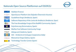 Nationale Open Source-Plattformen auf OSOR.EU

       Adullact (France)
       OpenSource Plattform des Digitalen Österrei...