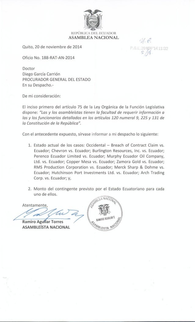 Requerimiento de información Procuraduría General del Estado