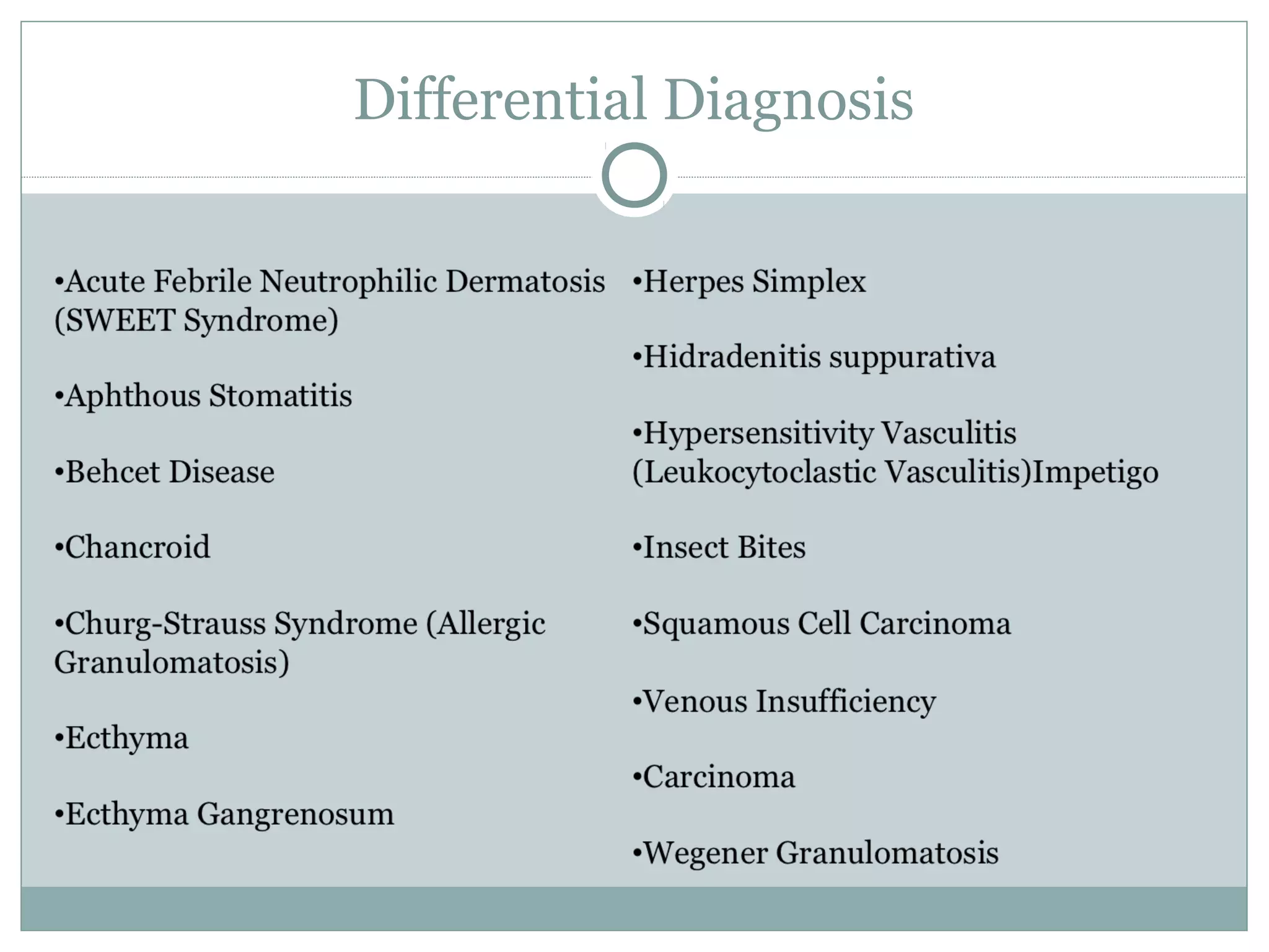 Differential Diagnosis
 