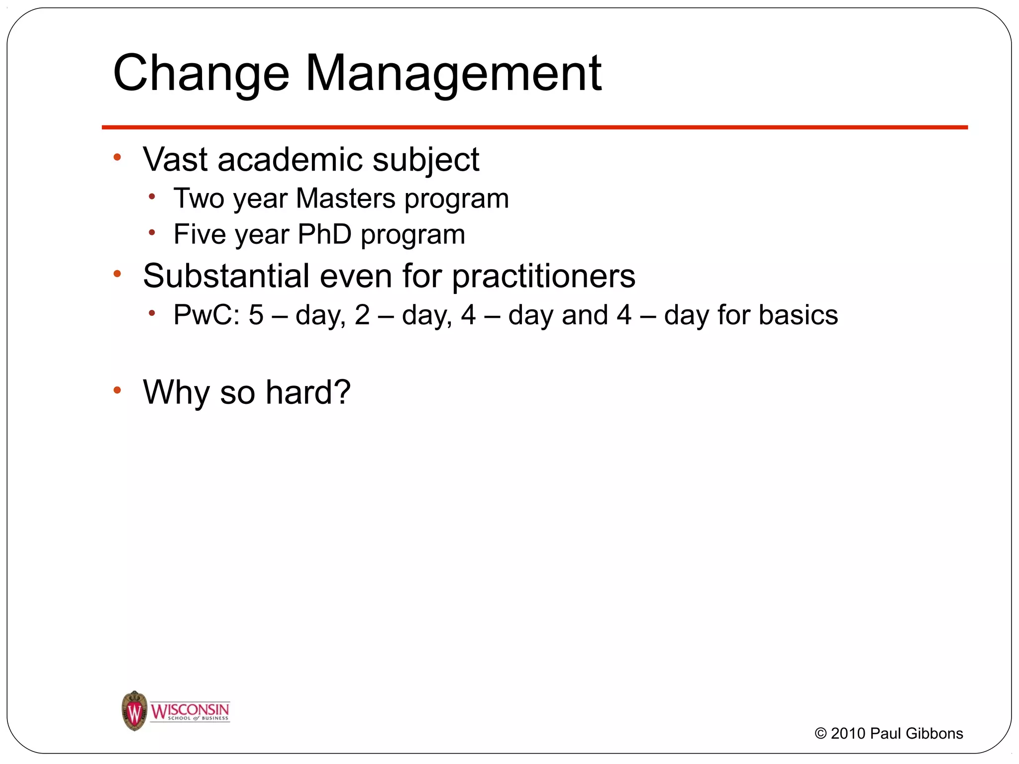 Introduction to Change Management for MBAs | PPT