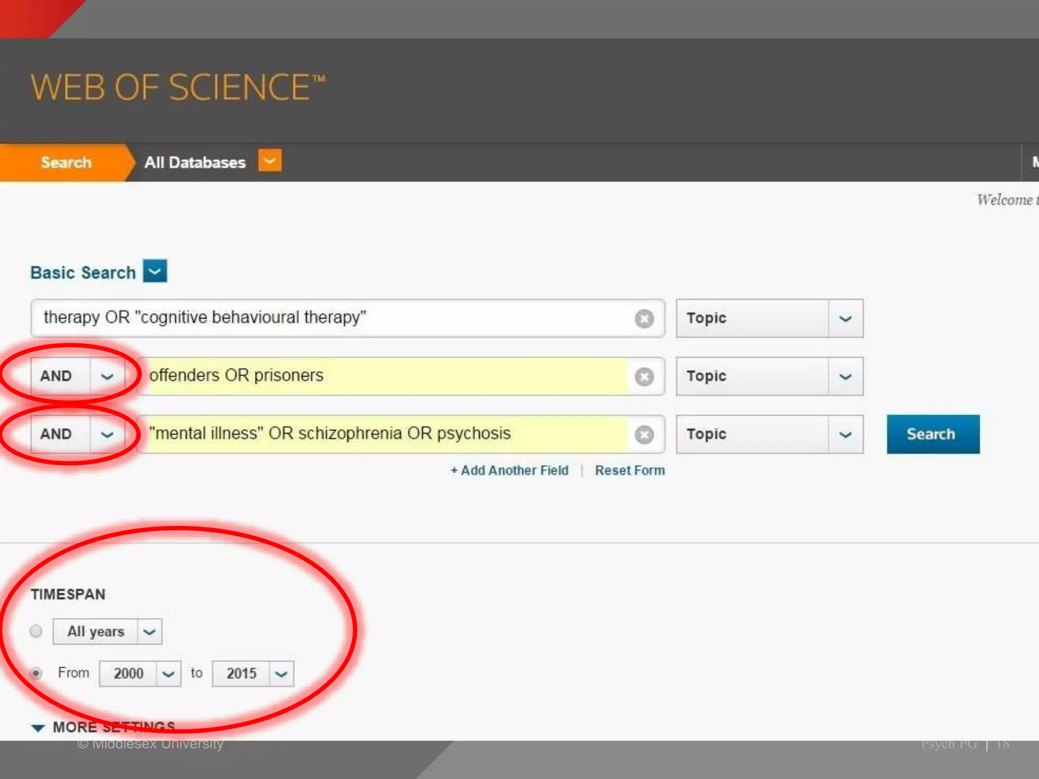 © Middlesex University Psych PG | 18
Web of Science
 