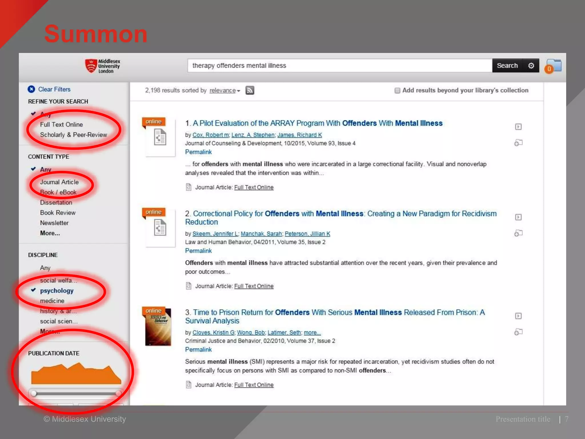 © Middlesex University
Summon
Presentation title | 7
 