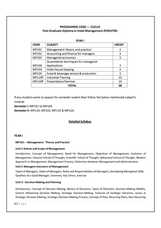 post graduate hotel management