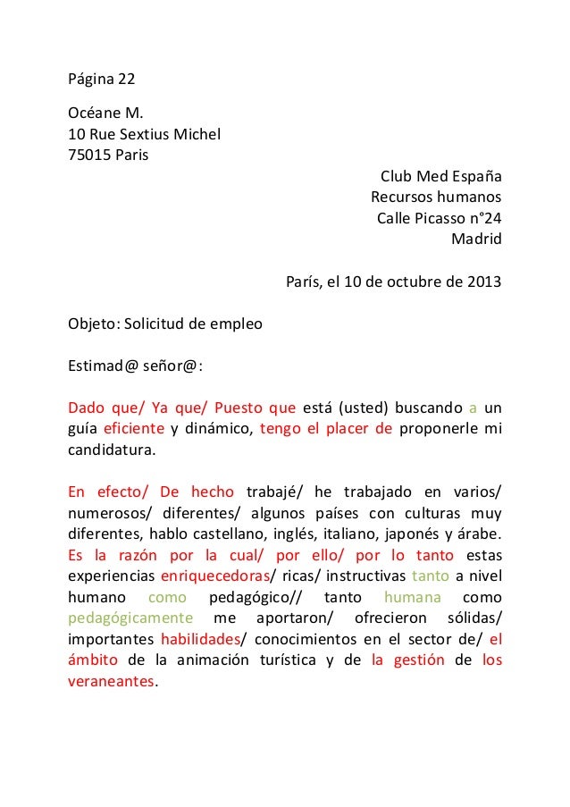 Página 22 traduccion carta solicitud