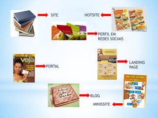 SITE   HOTSITE



               PERFIL EM
               REDES SOCIAIS




                               LANDING
PORTAL                         PAGE




           BLOG

             MINISSITE
 
