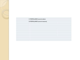 11 FORMULARIO (control select)
12 FORMULARIO (control textarea)
 