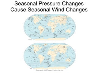 Seasonal Pressure Changes
Cause Seasonal Wind Changes
 