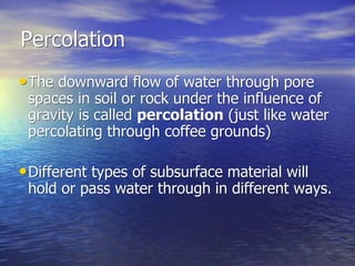 Percolate Down Java Physical Geography Lecture 09 - Water Resources (Ground water and ice ...