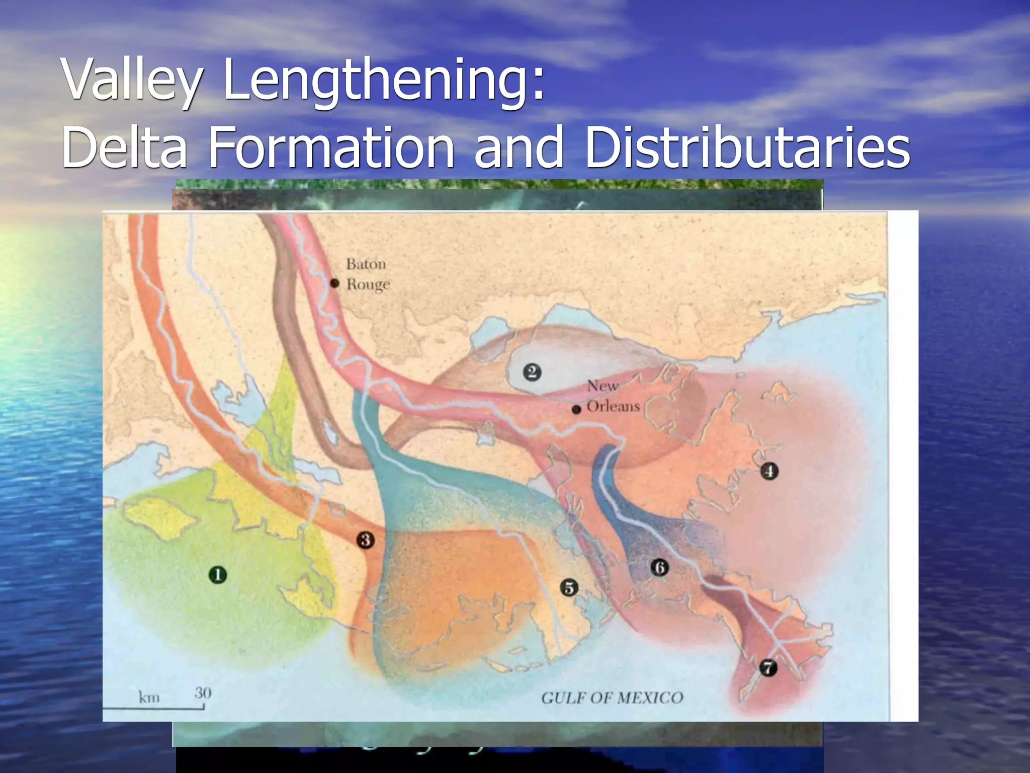 Valley Lengthening:
Delta Formation and Distributaries
 