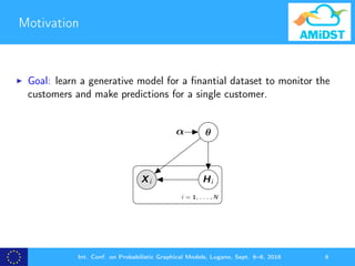 Motivation
Goal: learn a generative model for a ﬁnantial dataset to monitor the
customers and make predictions for a singl...