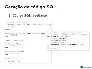 Geração de código SQL
3. Código SQL resultante:
 